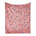 thumbnail image 1 of Spots Soft Flannel Fleece Blanket, Retro Classic Spots Design with Circles Geometric Design Pink Background Image Print, Cozy Plush for Indoor and Outdoor Use, 50" x 70", Multicolor, by Ambesonne, 1 of 6