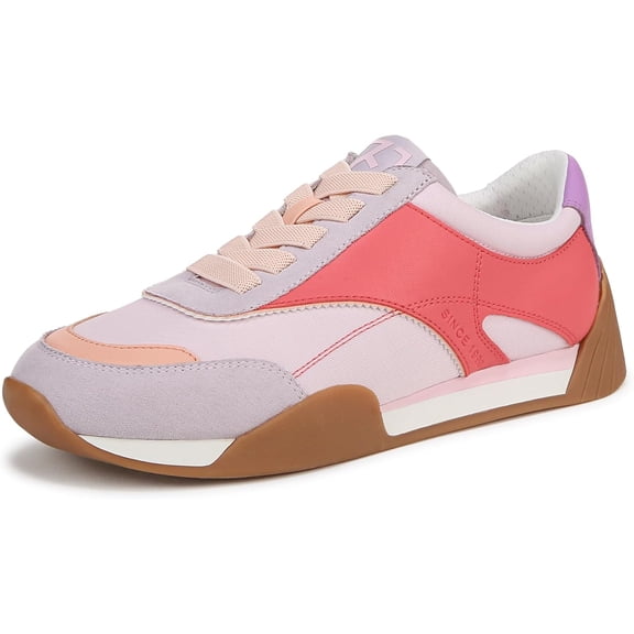 Franco Sarto Women's Brescia Lace Up Jogger Sneaker Shell Pink Multi 8M