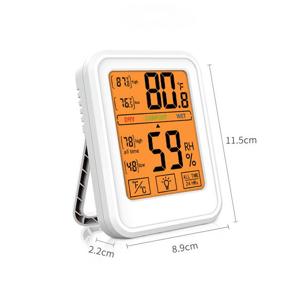 Thermomètre d'intérieur avec hygromètre - Rétroéclairage tactile