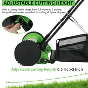 NiamVelo Push Lawn Mower 15-inch Manual Mower 2 WheelsPush Reel Mower with Grass Catcher, Green