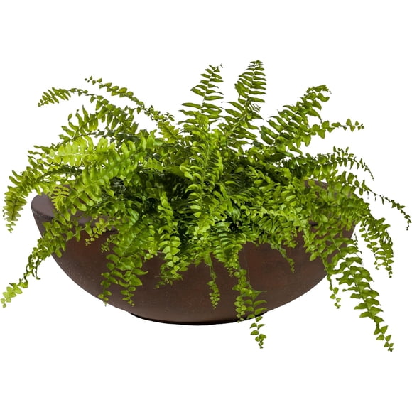 ZYPPPA Percival 20.75" Shallow Outdoor Planter Bowl for Flowers and Succulents - Polyresin Double-Walled Design - Rust