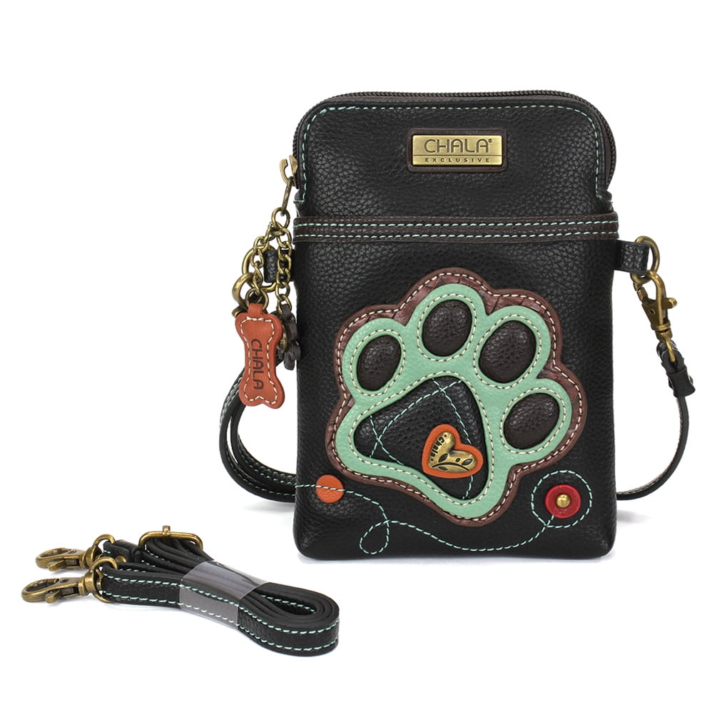 CHALA Handbag Crossbody Cell Phone Purse Women's Wristlet Handbags with Adjustable Strap- Teal Paw Print
