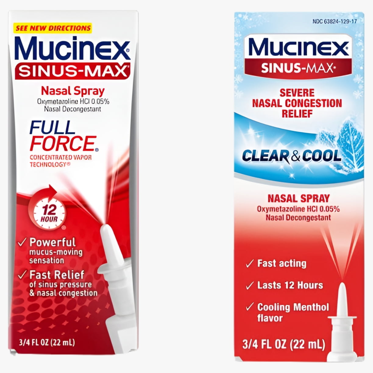 3 Pack Mucinex Sinus-Max Clear & Cool Nasal Decongestant Spray, 0.75 Ounces each