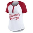 thumbnail image 2 of Women's WEAR by Erin Andrews White Alabama Crimson Tide Baseball Logo Raglan Henley T-Shirt, 2 of 5