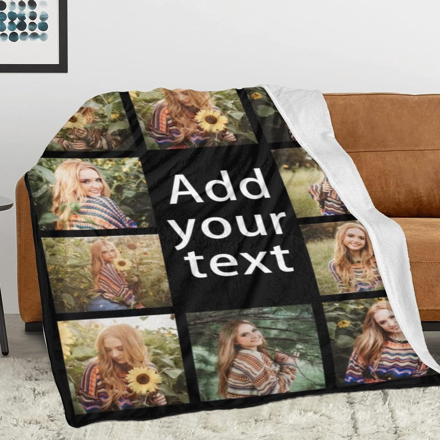 Custom Blanket with Text Photo Collage Customized Blankets with Pictures, Personalized Throw Blanket for Father, Mom, Kids, Dogs, Friends Couple or Lover as Christmas Birthday Gift