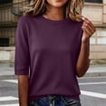 thumbnail image 2 of Crewneck Short Sleeve T shirts for Women Summer Basic, 2 of 6