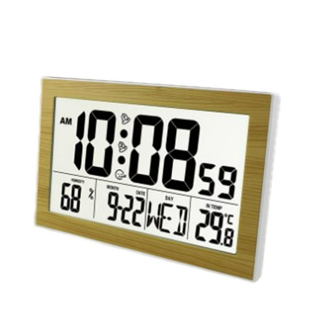Reloj despertador digital electrónico con calendario, temperatura, batería y función de repetición. 201x124x26 cm