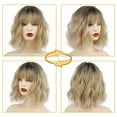 thumbnail image 5 of SUCS Short Blonde Wig with Bangs Synthetic Wavy Blonde Bob Wig Curly Heat Resistant Ombre Blonde Hair Wig for Women Daily Party Halloween Use, 5 of 7