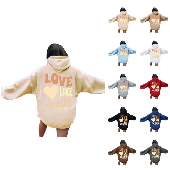 Women's Christian Hoodie 2025 Fall Winter Long Sleeve Bible Verse Graphic Hooded Sweatshirt with Pockets Pullover Tops