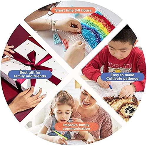 16.9''X16.9'' Latch Hook Rug Kits DIY Pillow Mat Rug Making for Kids Adults Beginners,Dog