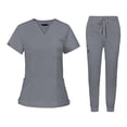thumbnail image 4 of Conjunto de uniformes de enfermería Yinane con bolsillos gris S, 4 of 8