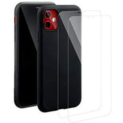 Compatible with iPhone 11 Case with 2 Screen Protectors, findTop Black Protective Case and 2 PCS Tempered Glass Screen