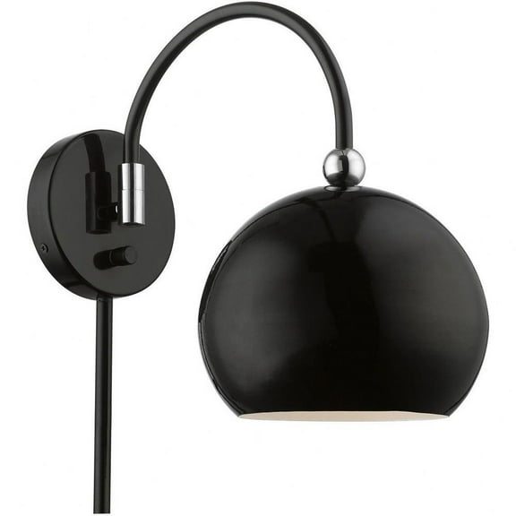 1 Light Swing Arm Wall Sconce in Industrial Style-11.75 inches Tall and 8 inches Wide-Shiny Black/Polished Chrome Finish Bailey Street Home