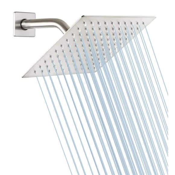 GGStudy Square 8 Inch Square Stainless Steel Shower Head - Rain Style Shower Head Brushed Nickel