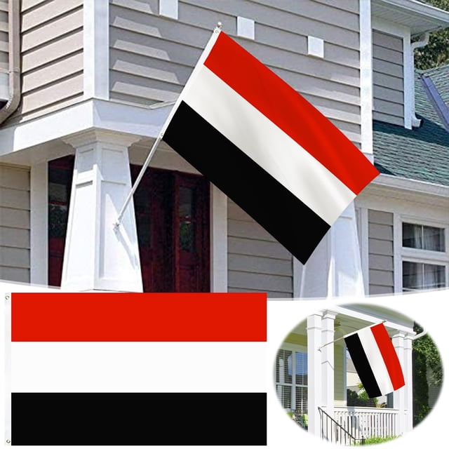 Bandera de Yemen, Bandera Yemení, Estandarte de Apoyo a La Guerra, Diseño Rojo y Blanco Brillante, Poliéster, Resistente para Uso En Exteriores, Promoción de La Paz, Decoración de Automóviles, Tamaño