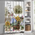 thumbnail image 6 of Spring Flowers Shower Curtain Set, Waterproof Shower Curtains for Bathroom, Farmhouse Garden Hydrangea Sunflowers Bunny Washable Fabric Bath Curtain for Bathtub Decoration with Hooks 60x72 Inches, 6 of 9