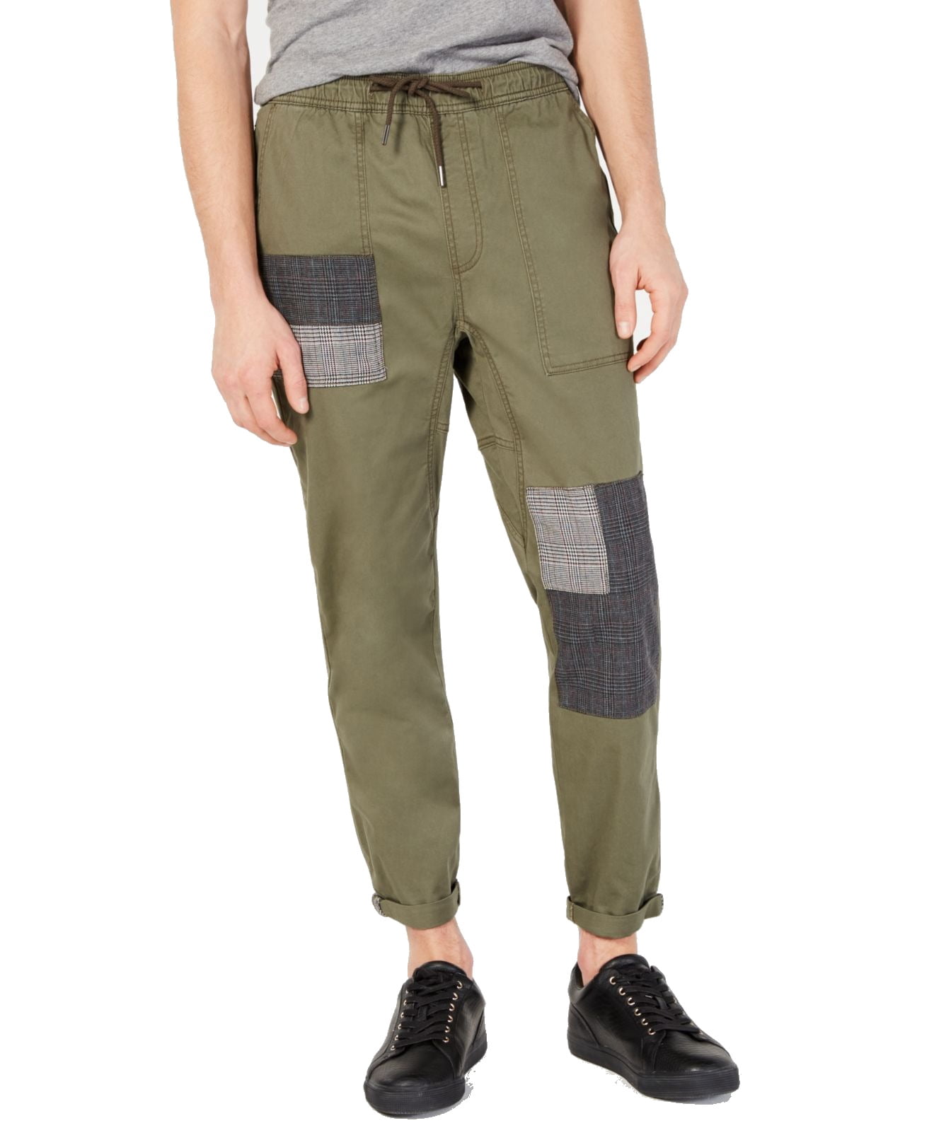 Mens Pants Chinos Patchwork Cuffed 