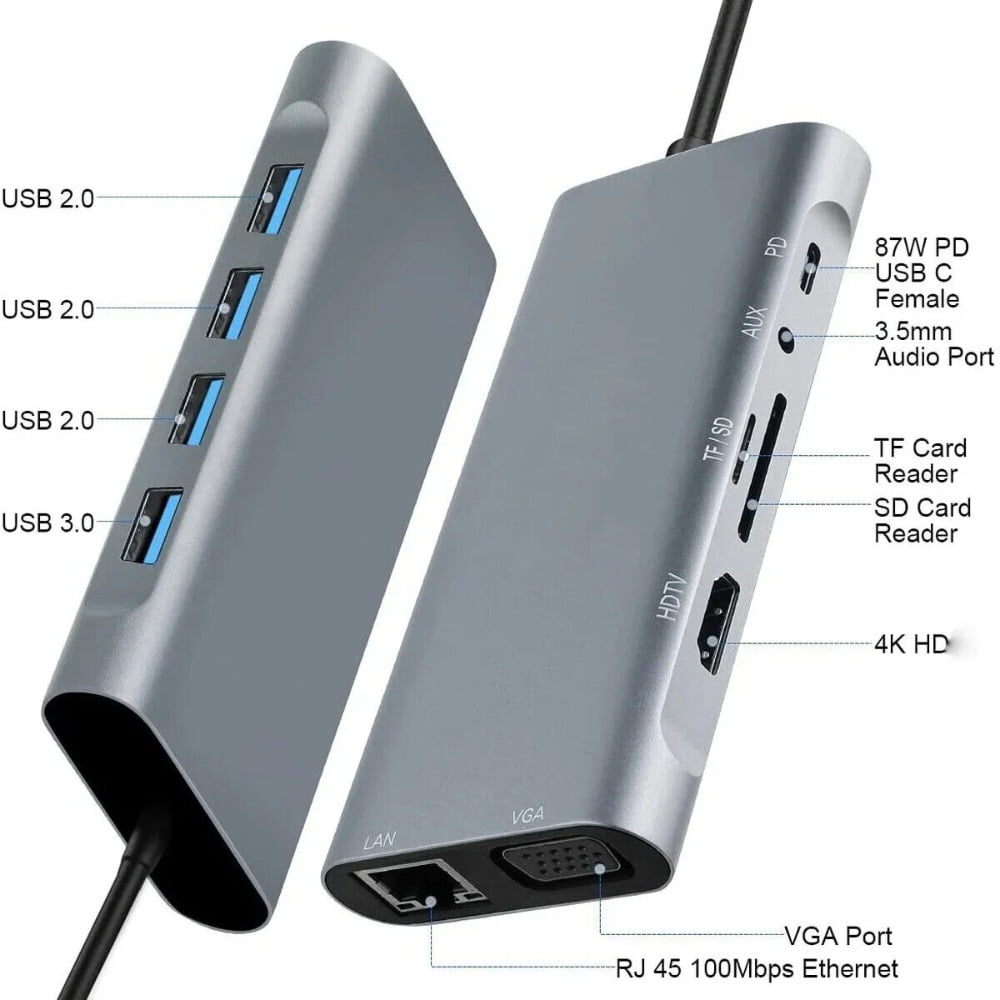 Cocobaby Adapter USB C HUB Type C 11 Port High Speed Multi USB Splitter PC Laptop Macbook