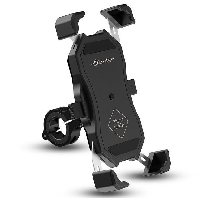 Bike Phone Holder Mount with Stainless Steel Clamp Arms Anti Shake and Stable 360° Rotation Auto Stretch/Lock Mount Bike Phone Holder Bicycle Phone Mount for Bicycle, Stroller, Scooter