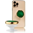 thumbnail image 3 of CRYSTALFY: Crystal Phone Grip & Phone Stand with Authentic Natural Green Druzy Quartz Gemstone with Gold Edge Swappable Top, Expandable Collapsible Holder for Smartphones and Tablets, 3 of 6