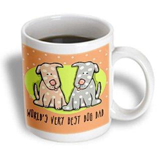 3dRose World s Best Dog Dad Cute Cartoon Puppies Pets Animals, Ceramic Mug, (World's Best Dog Dad Mug)