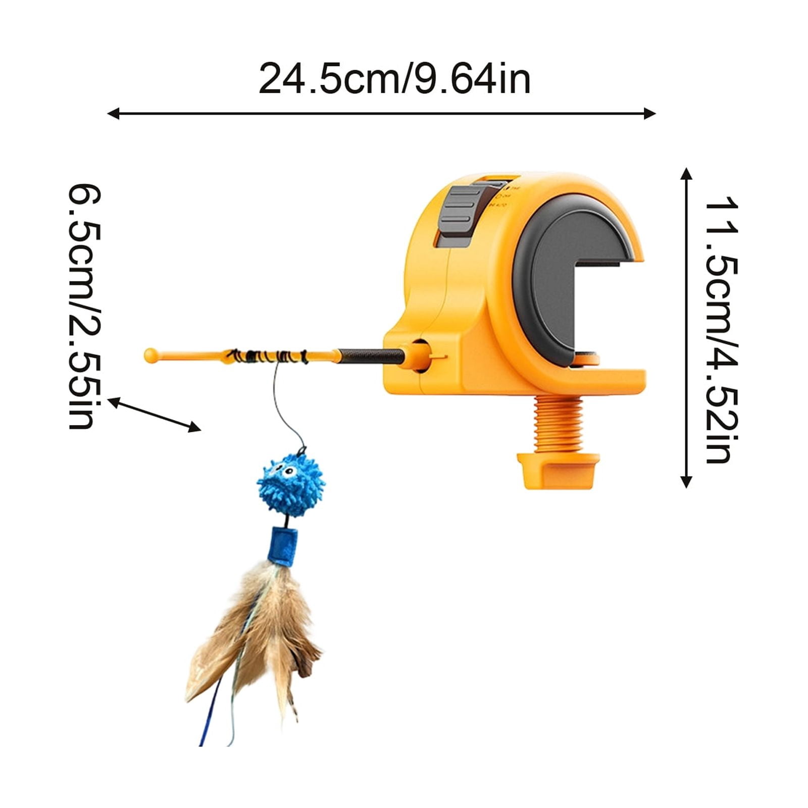 Automatic Interactive Cat Toy, Rechargeable Electric Chase Wand with Motion Sensor and Timer, Hands-Free Self-Playing Enrichment Toy for Indoor Cats - White