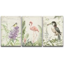 wall26 Canvas Print Wall Art Set Jungle Flamingo & Toucan with Typography Animals Wildlife Watercolor Modern Art Rustic Colorful Multicolor Pastel for Living Room, Bedroom, Office - 16"x24&q