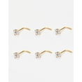 thumbnail image 4 of 6pcs 20g 4mm Nose Rings Studs for Women Clear CZ Nose Studs Gold Coated 6.5mm Length L Shaped Nostril Piercing Jewelry 20 Gauge Nose Jewelry Surgical Steel L Bend Nose Stud, 4 of 4