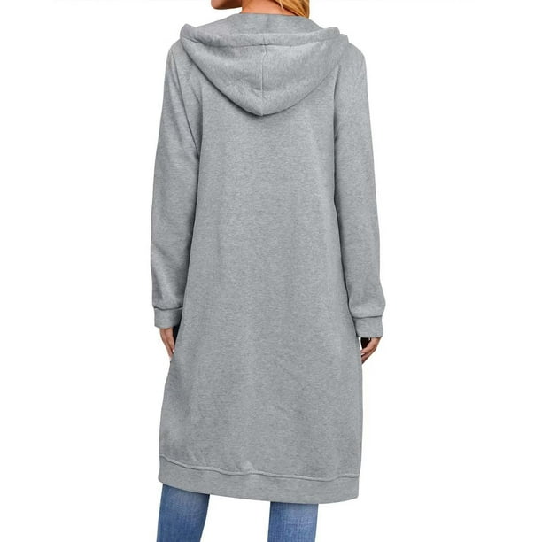 XFLWAM Women's Casual Zip up Fleece Hoodies Long Tunic