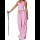 thumbnail image 3 of Pantalones Deportivos Casuales Holgados de Pierna para Mujer, Rectos, de Tiro Bajo, con Bolsillos con Cordón Elástico Rosa XL, 3 of 8