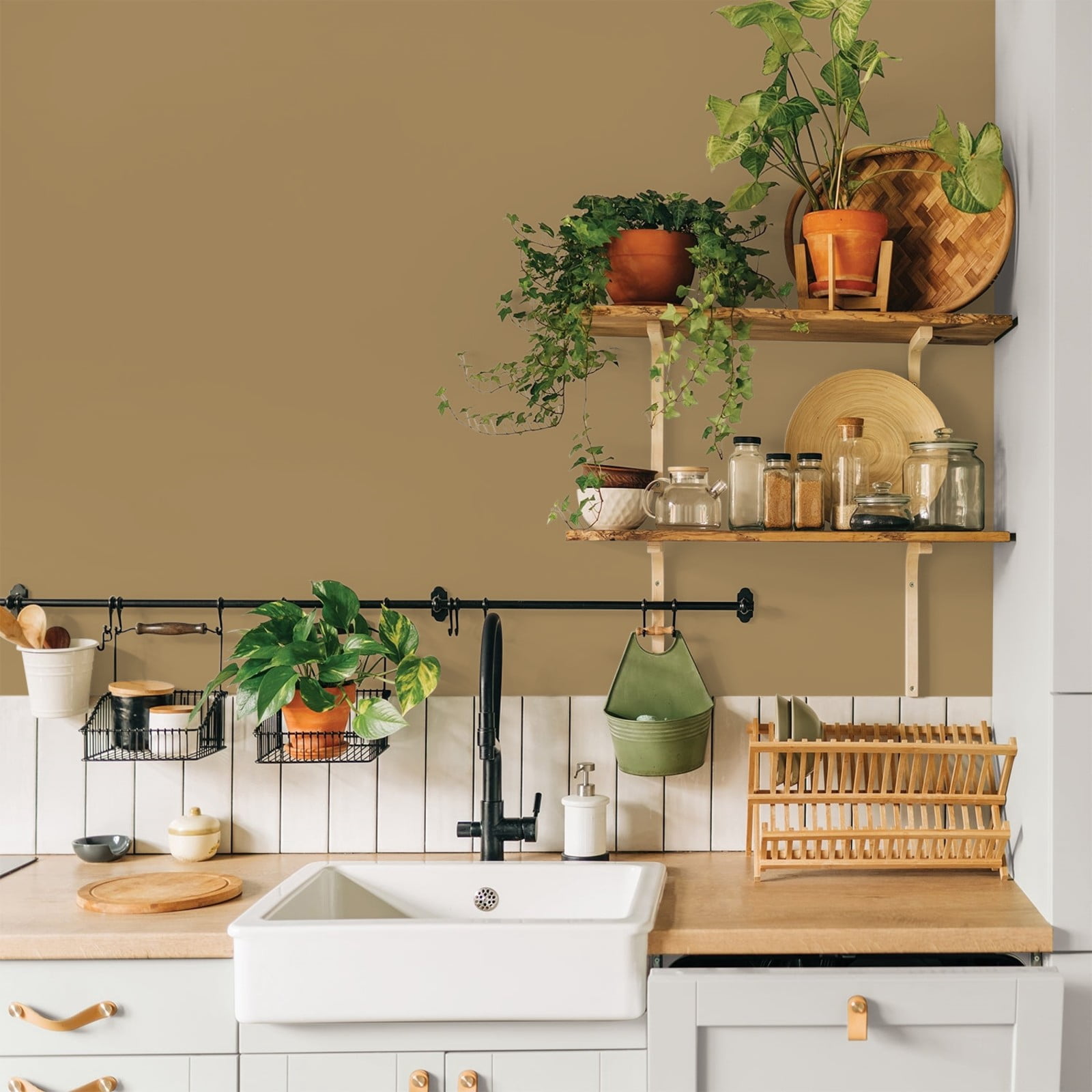 Glidden Glidden Kitchen Bath and Laundry Timber Beam / Beige, Eggshell Interior Paint with Primer, 1 Gallon