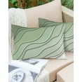 thumbnail image 6 of Sage Green Throw Pillow Cover, Ombre Lines Modern Geometric Aesthetic Rectangle Decorative Pillow Case Protector Soft Cushion Cover Lumbar Pillowcase for Couch Sofa Bedroom Car Chair Decor 12x20 Inch, 6 of 8