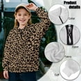 thumbnail image 6 of Uorisanigo Girls Half Zip Pullover Sweatshirt Oversized Brown Leopard Print Sweatshirts Loose Long Sleeve Sweaters Casual Pullover Tops Jackets for Vacation Shopping Exercise Wear, 6 of 7