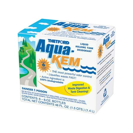 Aqua-Kem RV Holding Tank Treatment - Deodorant / Waste Digester / Detergent - 6x8 oz pack - Thetford (Best Rv Holding Tank Treatment)