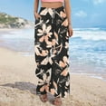 thumbnail image 6 of Roncen Women's Printed Wide Leg Pants - Casual Elastic Waist Trousers with Drawstring, Side Slit Hem & Pockets, 6 of 9