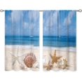 thumbnail image 6 of Beach Starfish Seashell Small Kitchen Curtains Ocean Coastal Window Treatment Nautical Sea Cafe Short Window Curtains for Bathroom Dining Room Scenery Tier Treatment Drapes 27.5x39 inch, 6 of 6