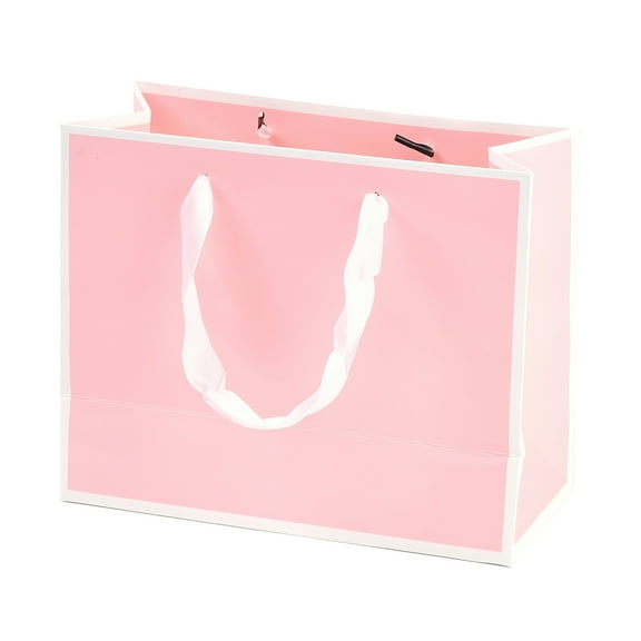 10pcs Rectangle Paper Bags with Rope Handles for Gift Bags and Shopping Bags Pink 22x10x18cm