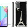thumbnail image 1 of Shockproof Bumper Phone Case for Samsung Galaxy A02s, with Tempered Glass Screen Protector, by OneToughShield ® - Eiffel Tower Moon, 1 of 4