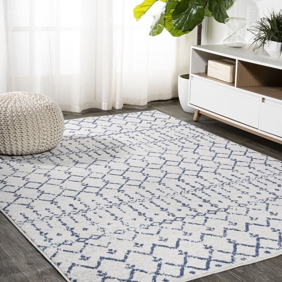 JONATHAN Y MOROCCAN HYPE 8 x 10 Area Rug, Boho Vintage Diamond - Cream/Navy, MOH101F-8