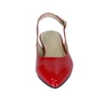 thumbnail image 2 of PEERAGE Fay Women Wide Width Pointed Toe Patent Leather Dress Slingback Flat with Stack Heel RED 6.5, 2 of 6