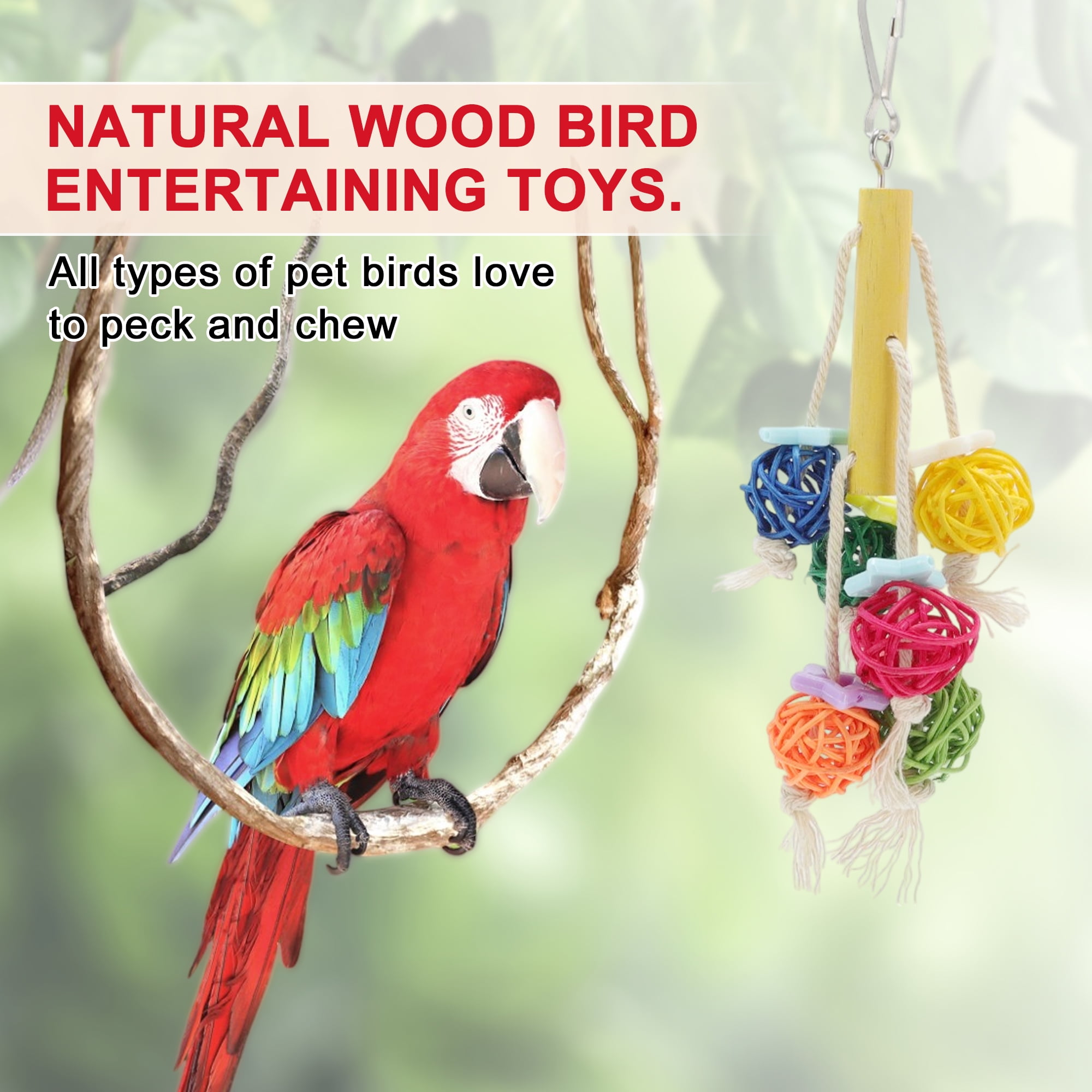 Unique Bargains Cockatiel Toys Bird Toys 6 Pcs Multifunctional Natural Coconut Hideaway with Ladder Swing Hanging Bell Toy Parrot Toys Bird Cage Accessories