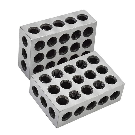 PET-U 1 Pair of 1-2-3 Blocks Matched Pair with 23 Holes Precision Machinist Milling 0.0002 in Fit for Milling Machine Jig