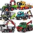 thumbnail image 2 of Bloques de construcción de camión técnico para niños, juguete de ladrillos para armar camión cosechador agrícola, Tractor, furgoneta, vagón, pueblo, bricolaje, 2023, 2 of 4