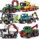 thumbnail image 2 of Bloques de construcción de camión técnico para niños, juguete de ladrillos para armar camión cosechador agrícola, Tractor, furgoneta, vagón, pueblo, bricolaje, 2023, 2 of 4