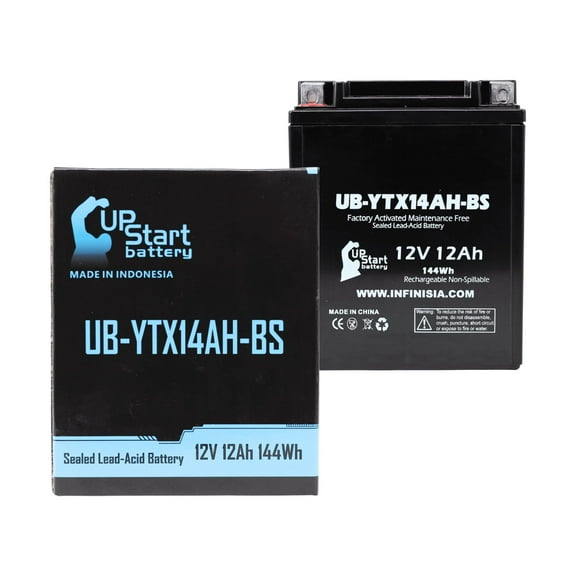 UB-YTX14AH-BS Battery Replacement for 2001 Suzuki LT-F250 QuadRunner 250 CC ATV - Factory Activated, Maintenance Free, Motorcycle Battery - 12V, 12AH, UpStart Battery Brand