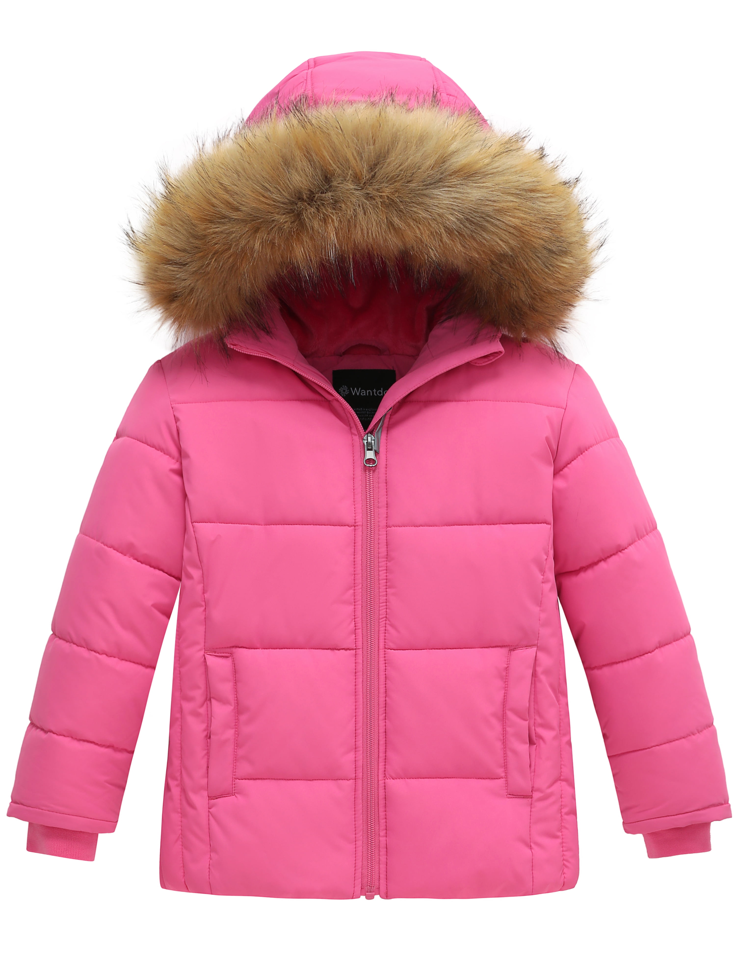 Wantdo Girls Winter Coat Windproof Warm Insulated Puffer Jacket with Hood 
