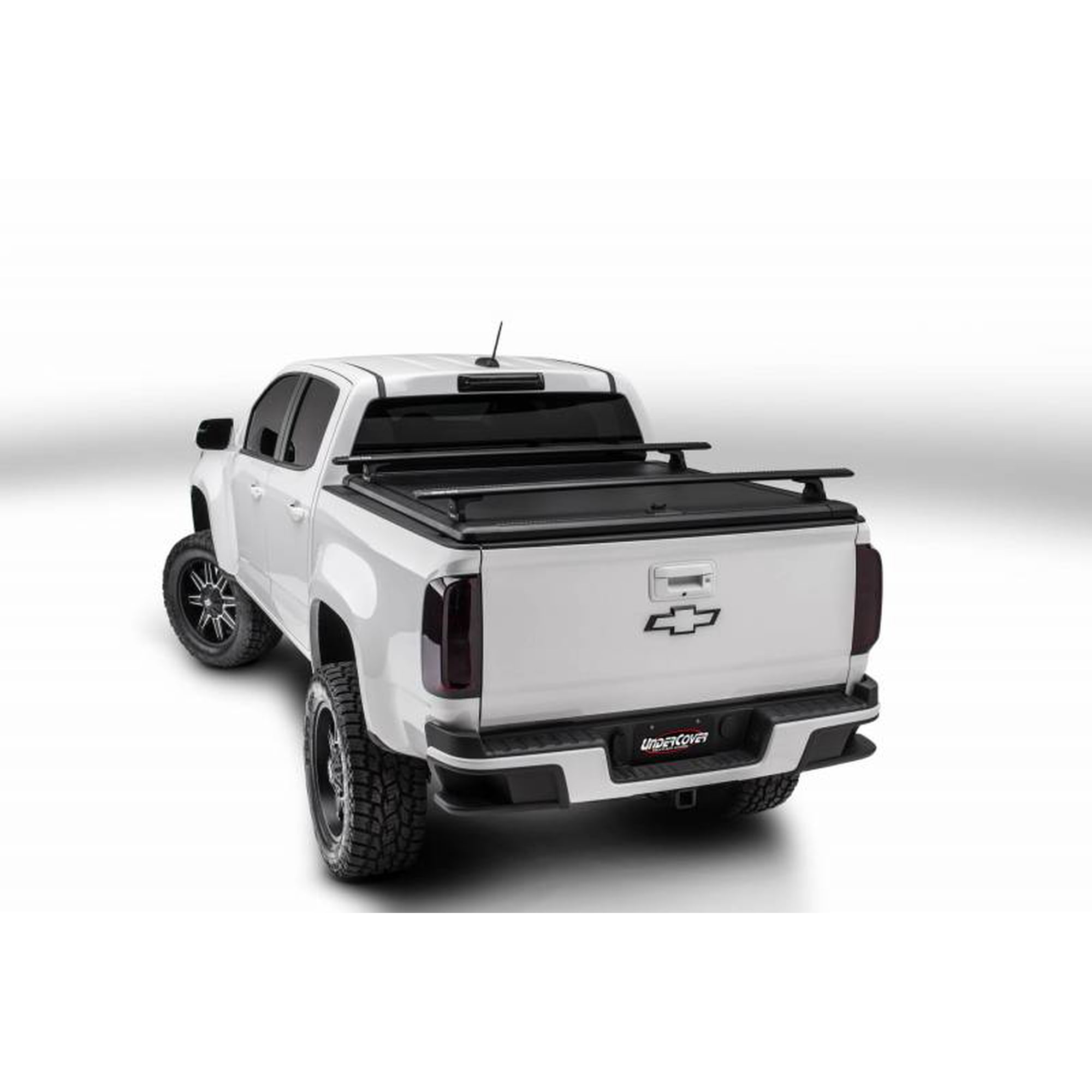 Undercover Df911020 Tonneau Cover Ridgelander Hard Tilt Up Lockable Using Tailgate Handle Lock Black Aluminum With Rhino Rack Feet And 2 Cross Bars Walmart Canada