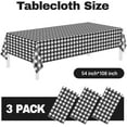 thumbnail image 6 of 3 Pack Black and White Checkered Tablecloths 54"x108" Disposable Plastic Table Cloths Buffalo Plaid Tablecloths for Home,Halloween,Picnic Table Covers for Pizza Party,Race Car Birthday Decors, 6 of 14