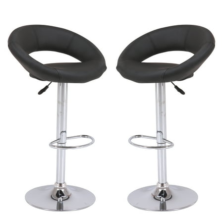 Vogue Furniture Direct Adjustable Height Swivel Barstools with Footrest, Black (Set of 2) VF1581043-2