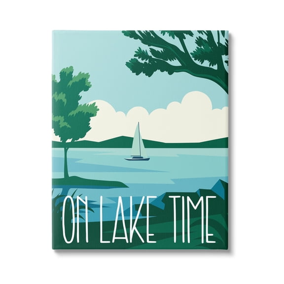 Stupell Industries On Lake Time Modern Nature Scenery Coastal Painting Gallery Wrapped Canvas Print Wall Art